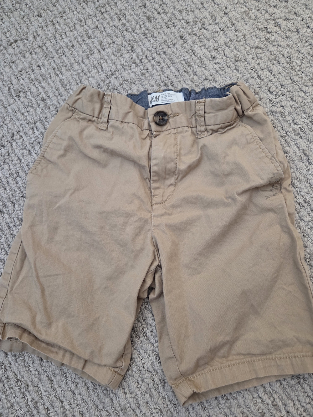 H&M Boys' Khaki Flat-Front Cotton Shorts Size 6
